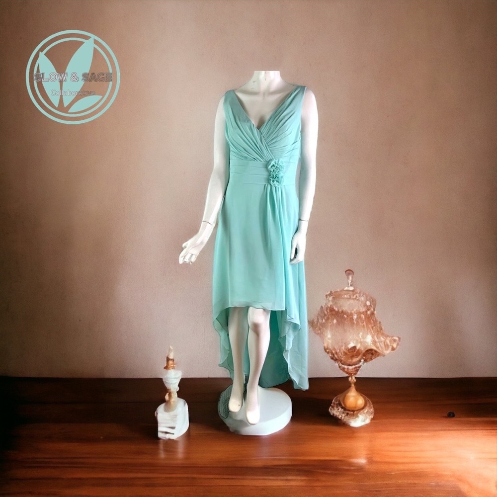 Modern Maids Size 10 Mint Green High Low  Chiffon Bridesmaid Dress Prom Cocktail